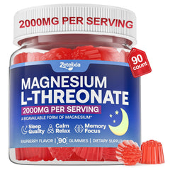 Zetelixia magnesium L-threonate gummies jar showing raspberry flavor for cognitive support