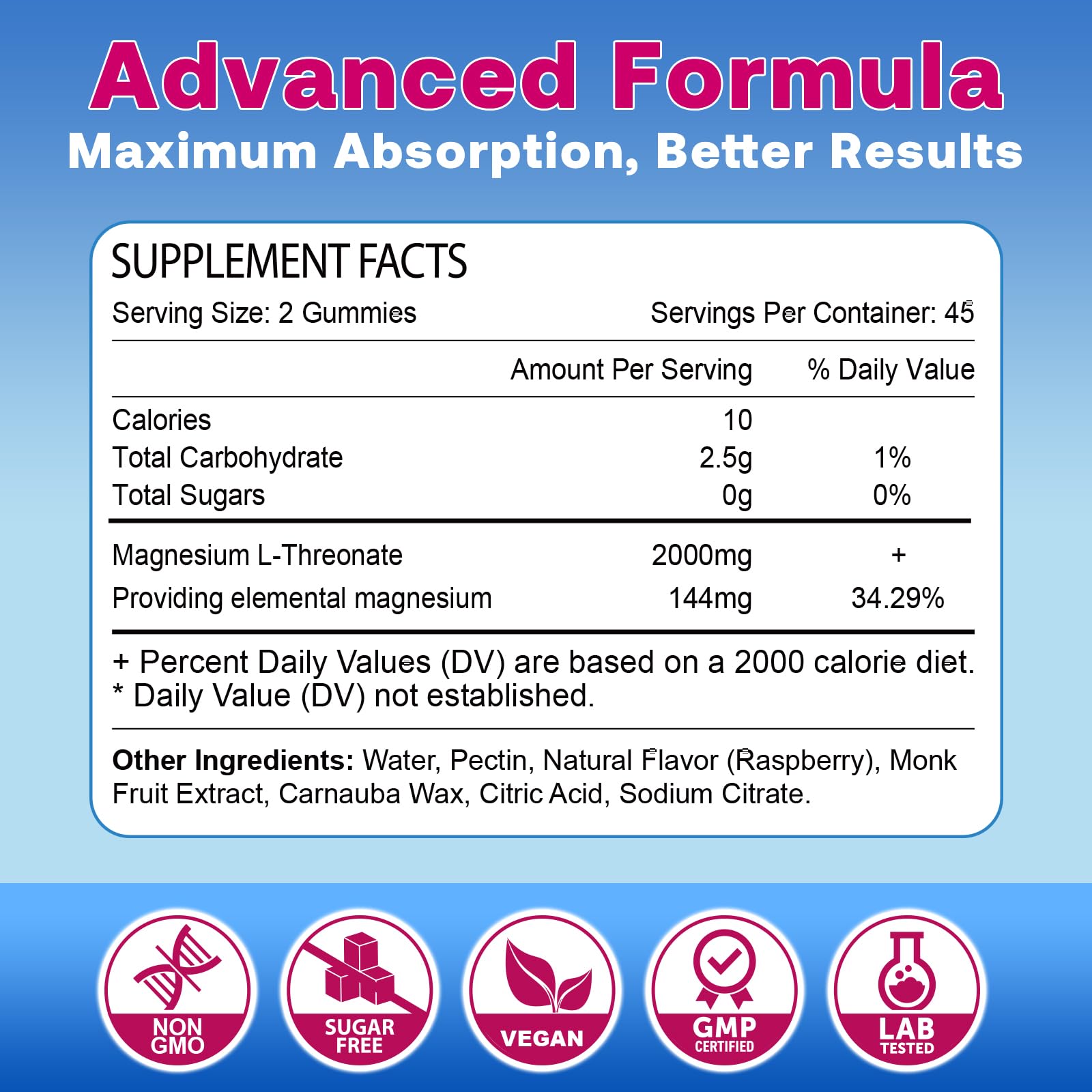 Zetelixia raspberry-flavored gummies close-up emphasizing vegan and sugar-free formula