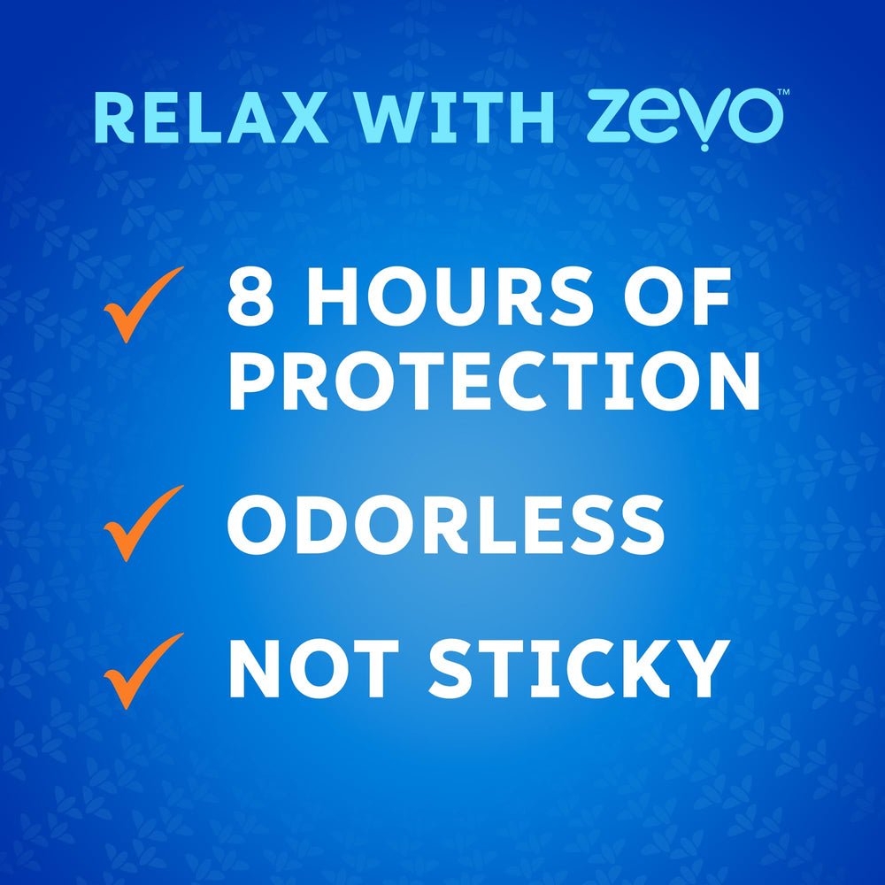 ZEVO On-Body odorless, non-sticky formula protects skin without residue.