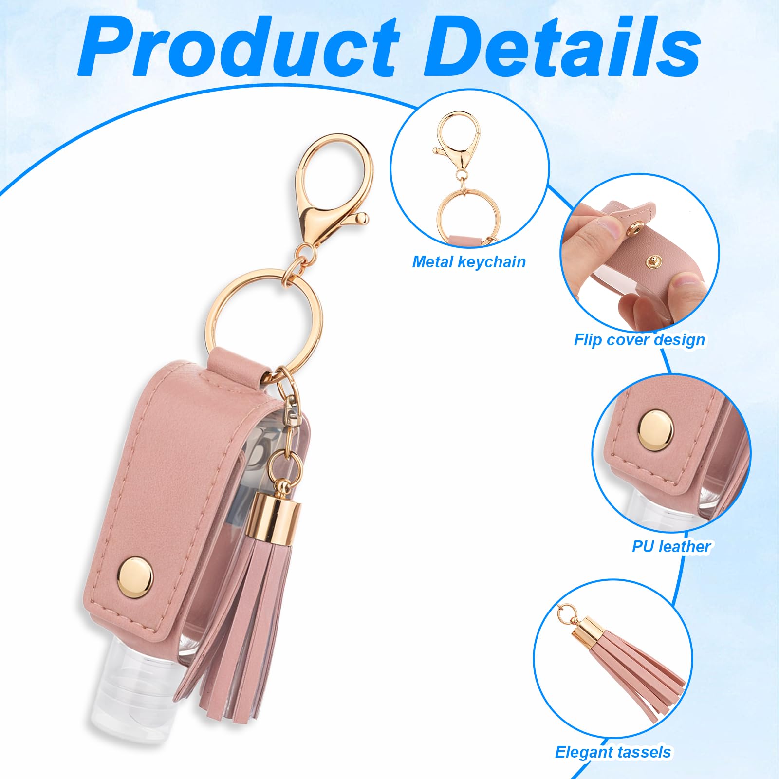 ZEYIYER gel desinfectante rosa 30ml, llavero práctico para viajar