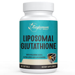 Zeylamum 2400mg liposomal glutathione softgels bottle highlighting high-absorption formula