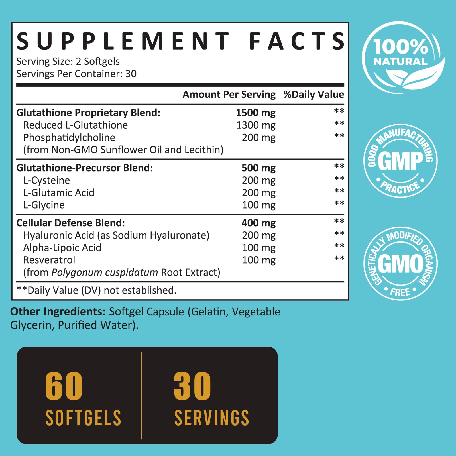 Zeylamum Glutathione Softgels closeup shows easy-to-swallow capsules for daily use