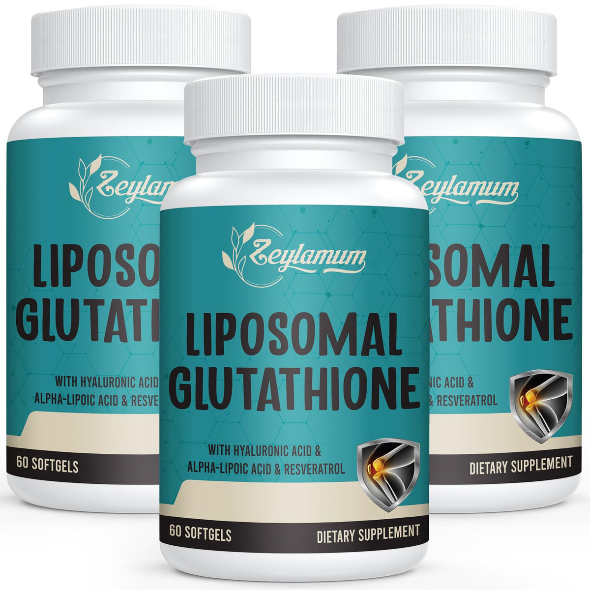 Zeylamum Glutathione Softgels front view showing antioxidant support
