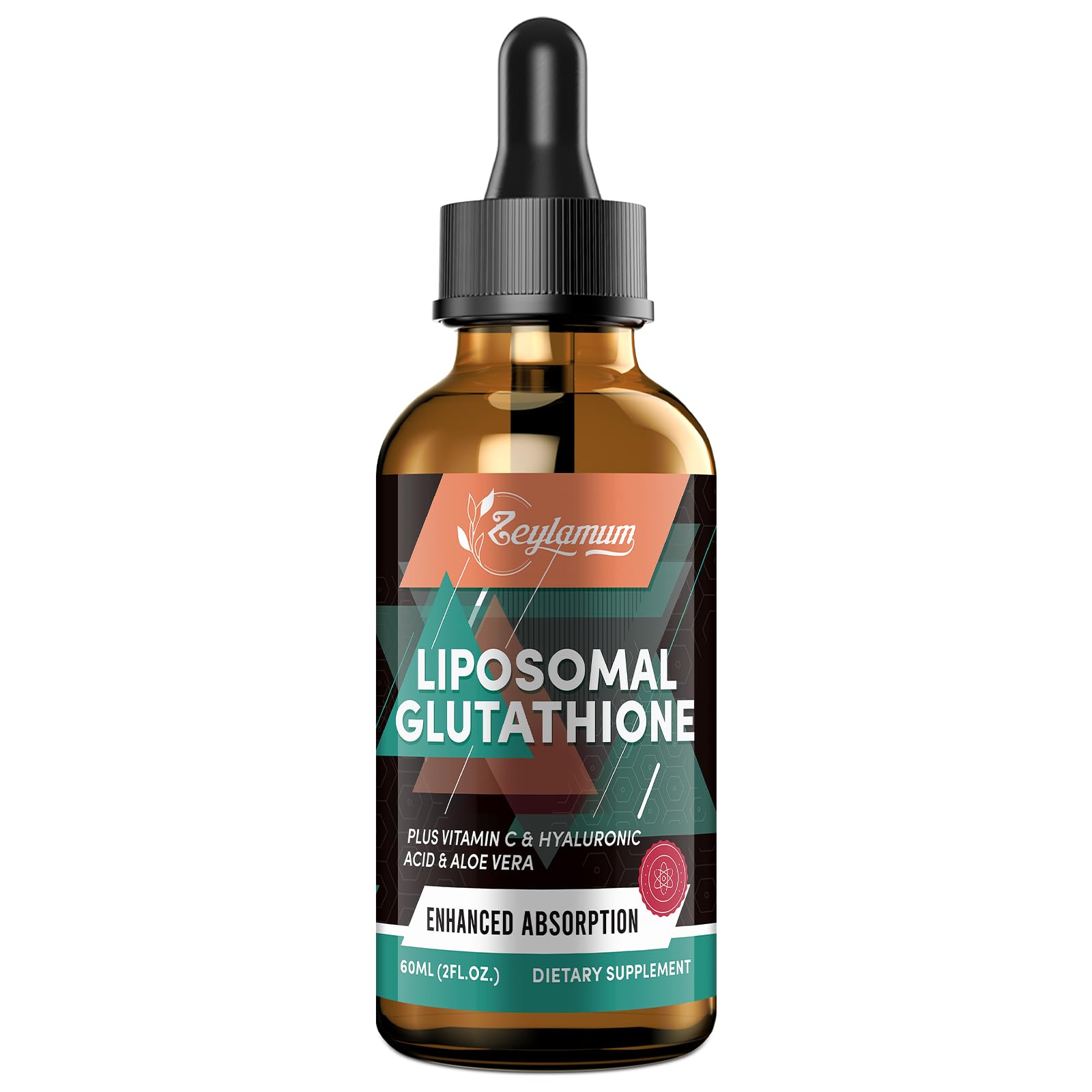 Zeylamum liposomal glutathione liquid bottle with dropper for easy dosing and fast absorption.