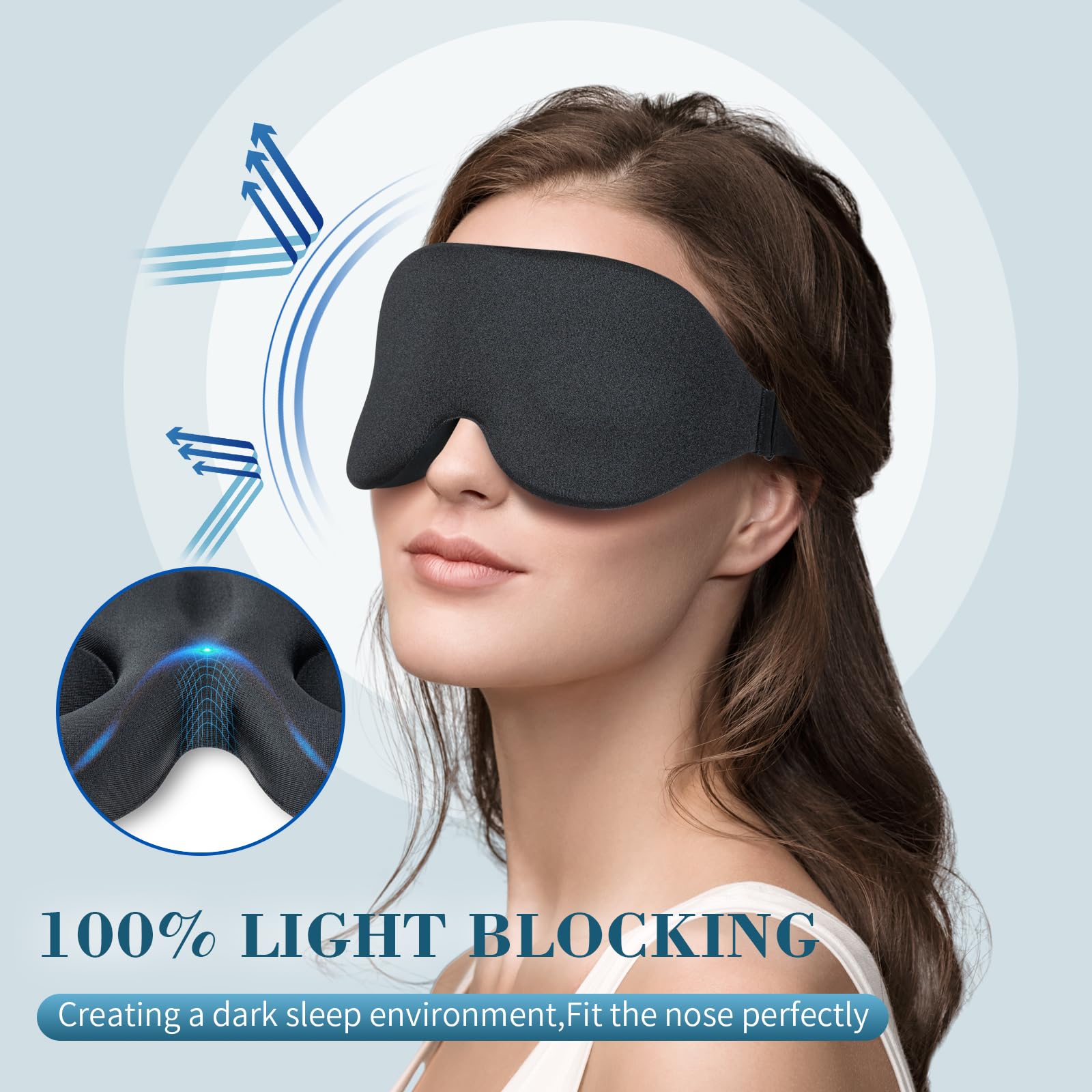 ZGGCD light-blocking eye mask provides full coverage for daytime rest.