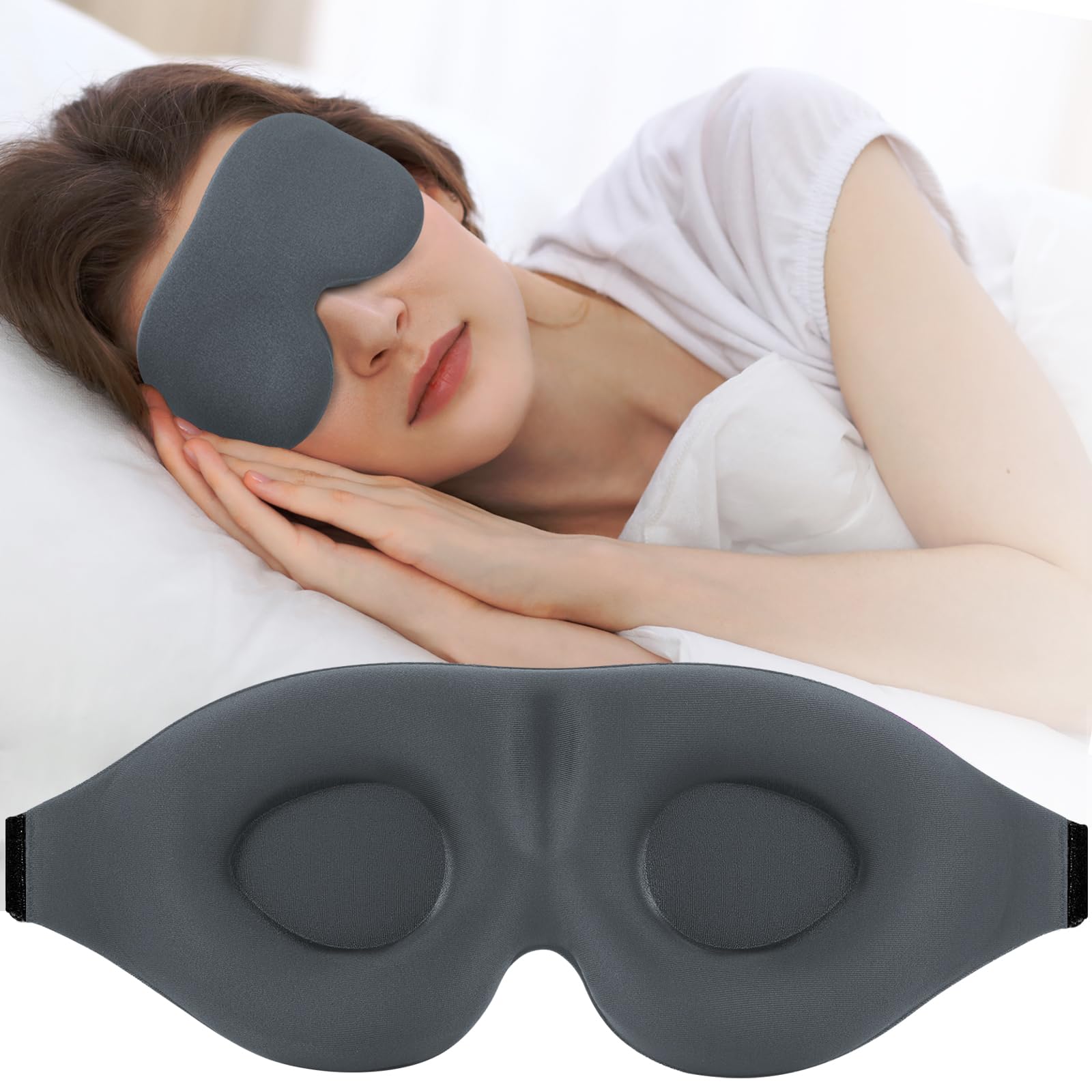 ZGGCD Sleep Mask with 3D contoured eye area for side sleeping comfort.