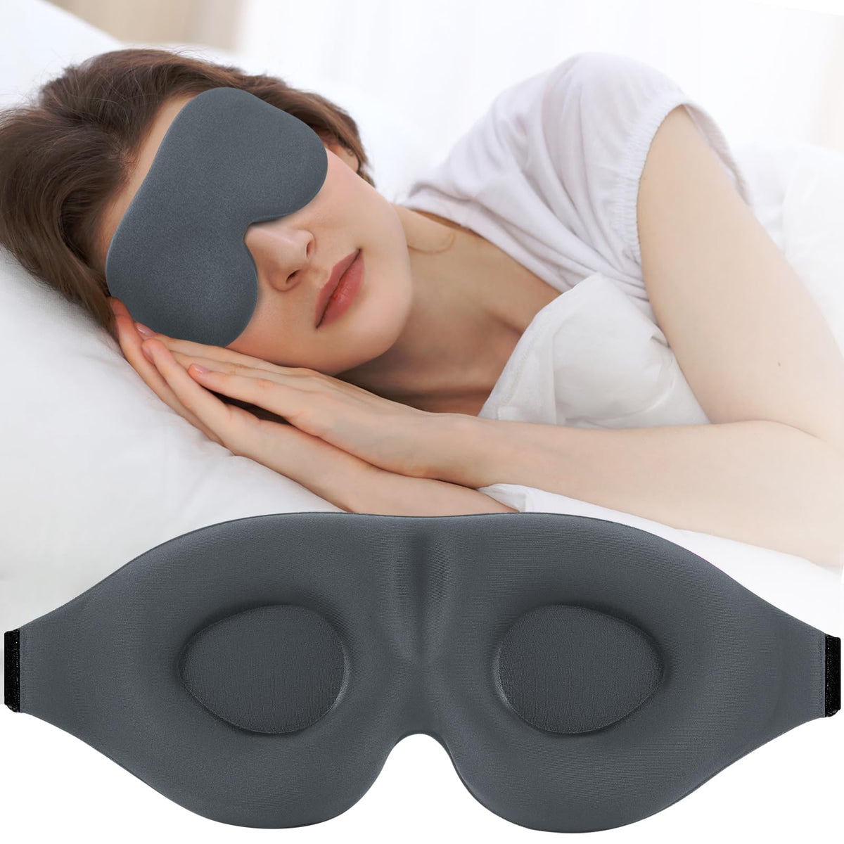 ZGGCD Sleep Mask with 3D contoured eye area for side sleeping comfort.