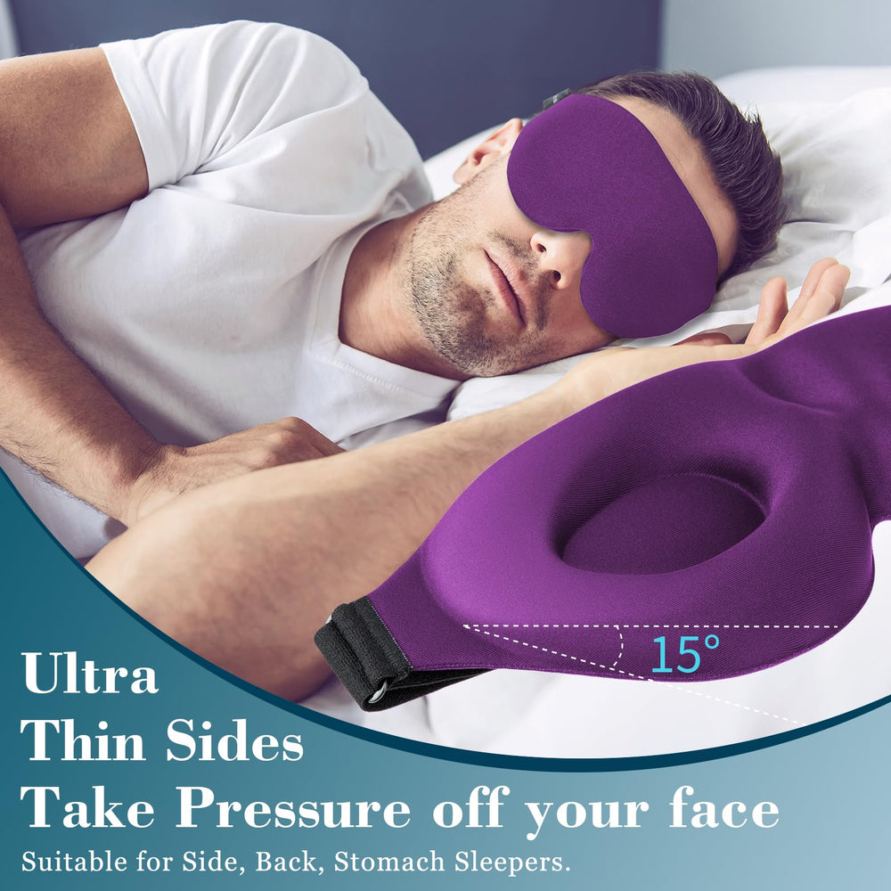 Ultra-thin sides reduce temple pressure when side sleeping and during naps.