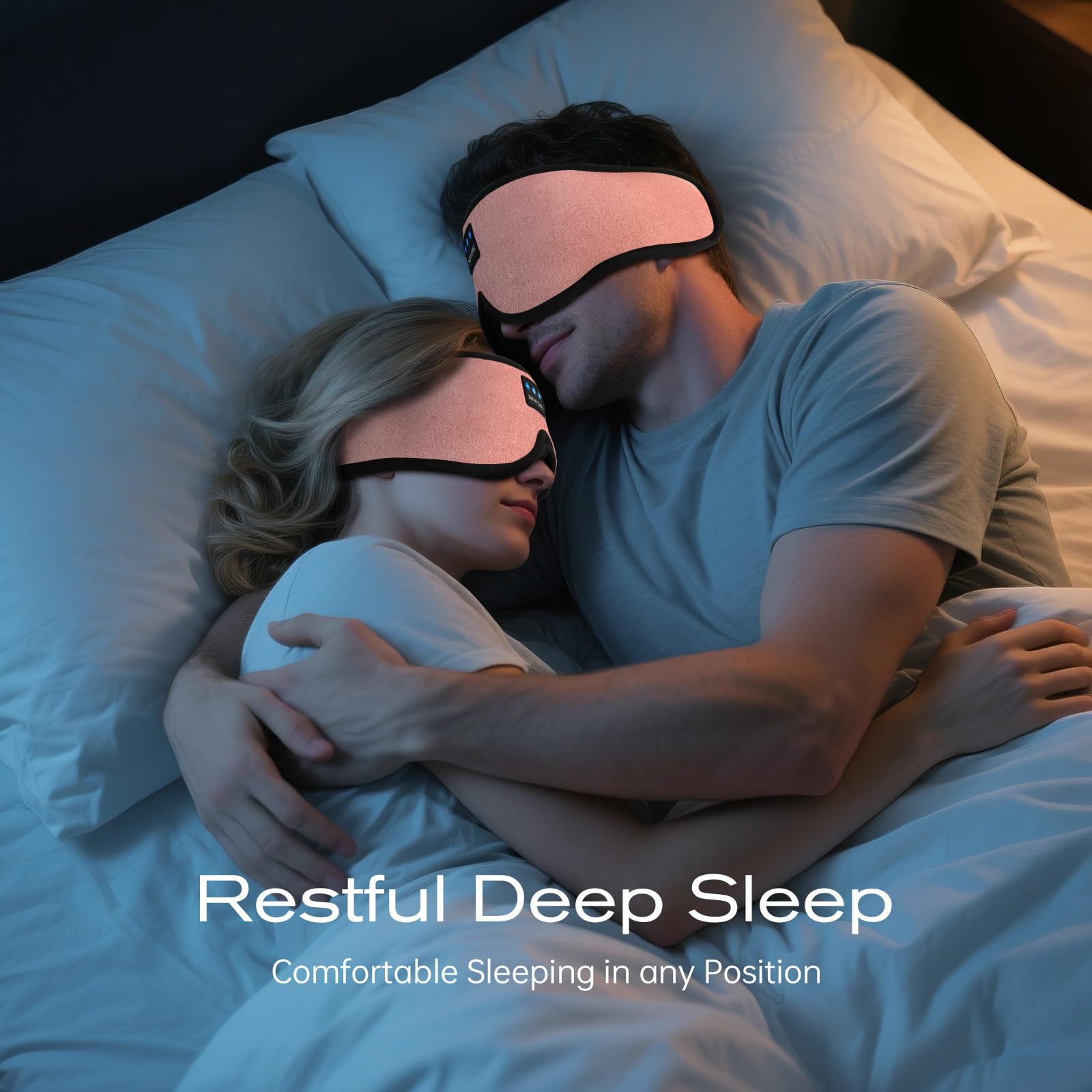 ZHENYEMEI built-in Bluetooth sleep headphones provide wireless sound for restful sleep.