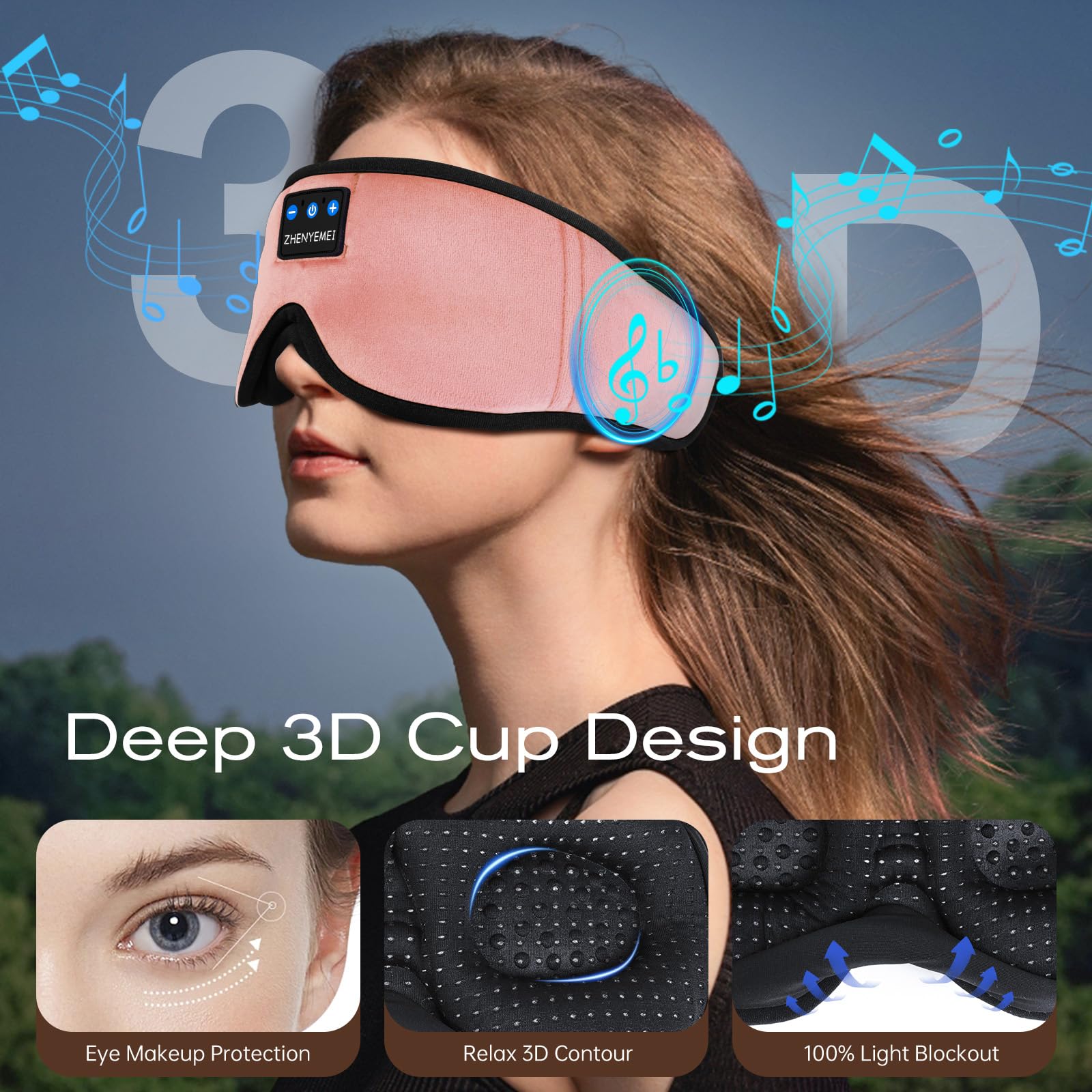 ZHENYEMEI travel-friendly mask ideal for planes, naps, and short trips.