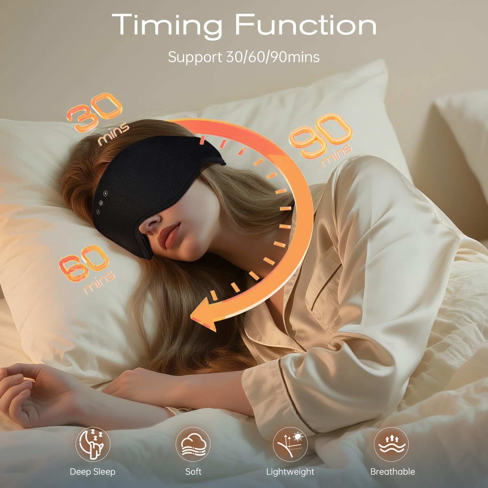 ZHENYEMEI sleep mask with 29 white noise sounds promotes calm environment