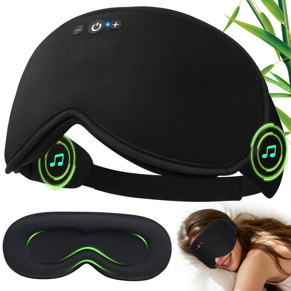 ZHENYEMEI 3D sleep headphones with eye mask in front view for immersive audio and darkness during travel