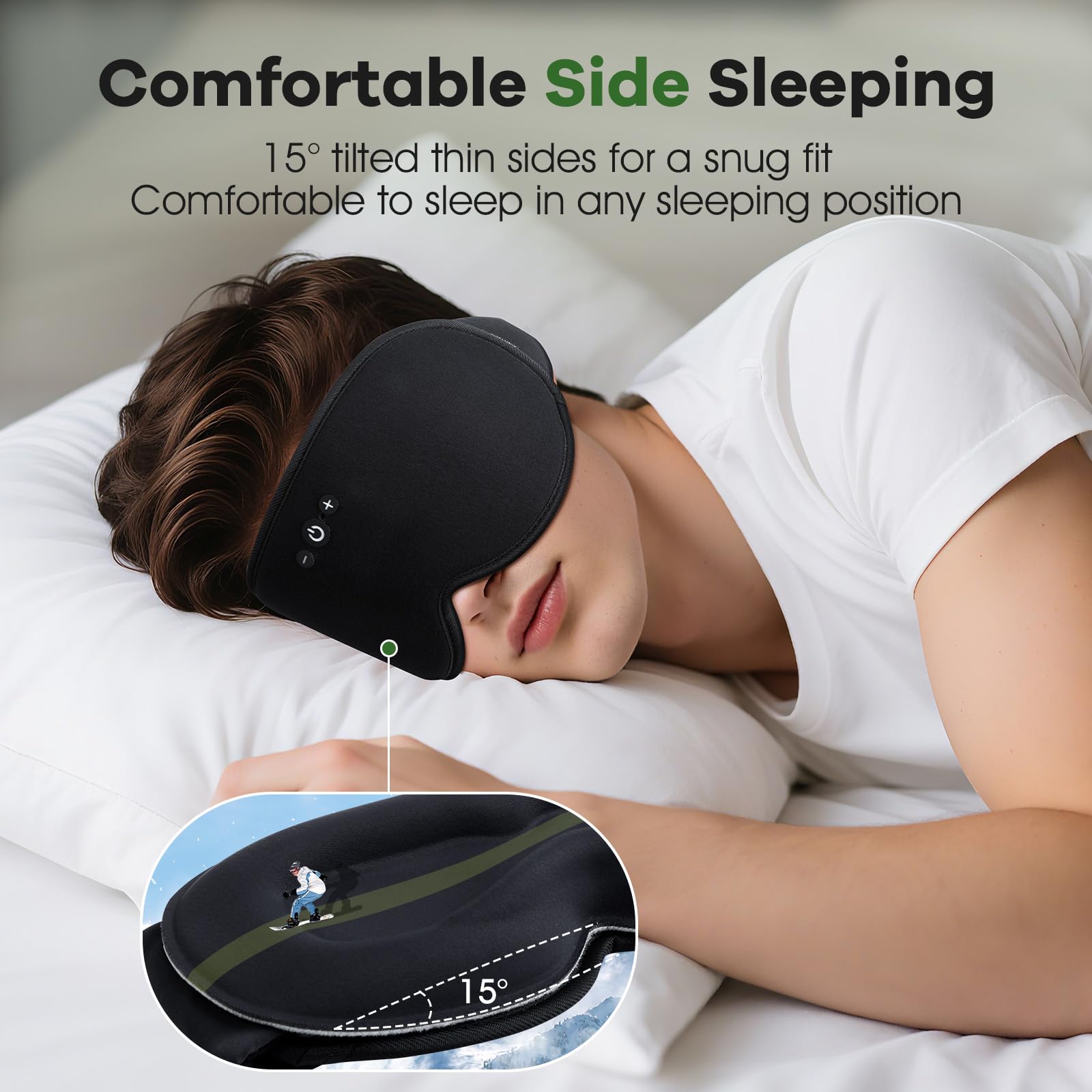 ZHENYEMEI bamboo cotton eye mask close-up showing soft breathable fabric and comfort
