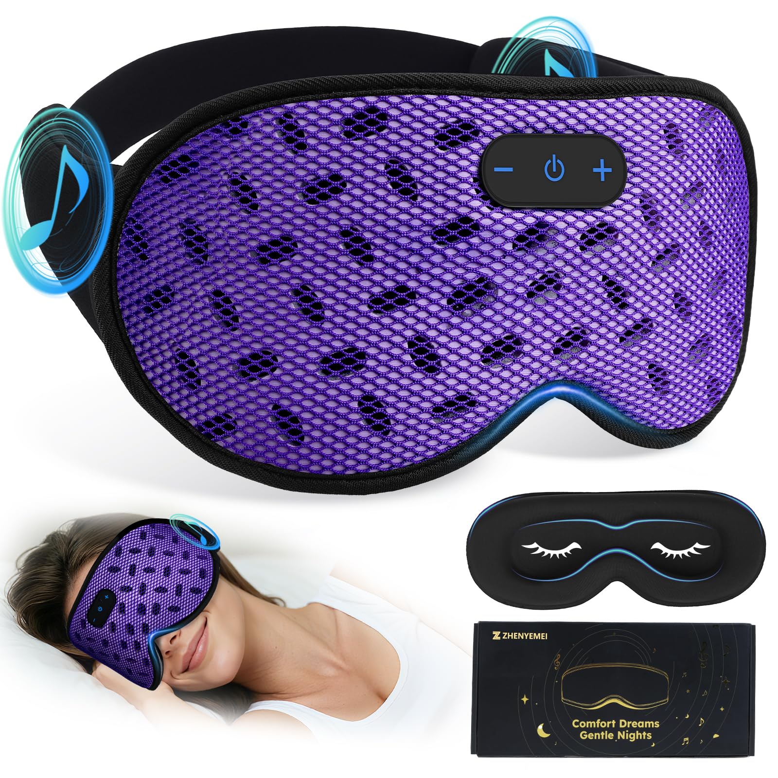 ZHENYEMEI sleep mask with breathable holes for cooler, sweat free nights