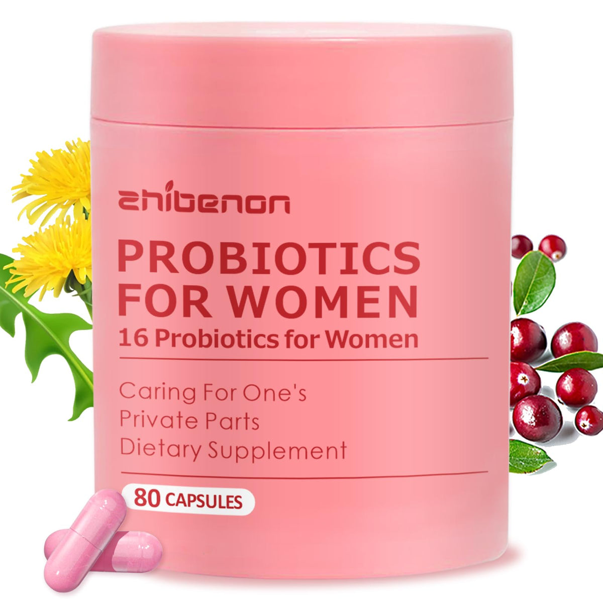 Zhibenon Premium Vaginal Probiotics bottle close-up for daily balance and comfort