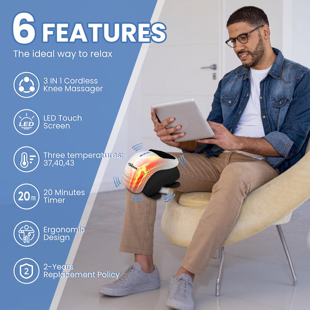 ZHIXJIA Knee Massager shows three vibration modes for customizable comfort.