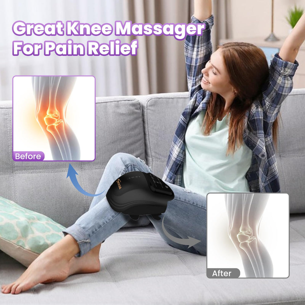 ZHIXJIA knee massager ergonomic wrap demonstrates secure knee fit