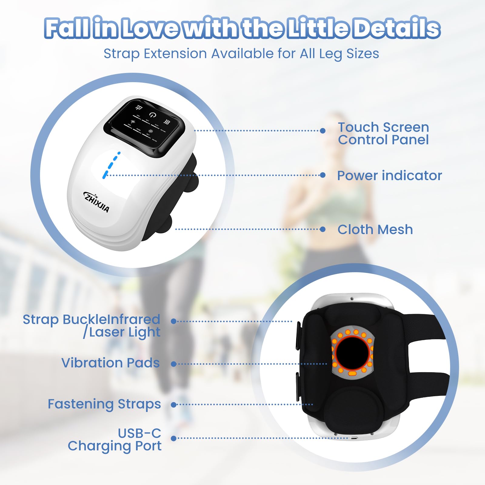 LED touch screen on ZHIXJIA massager for simple operation and control.
