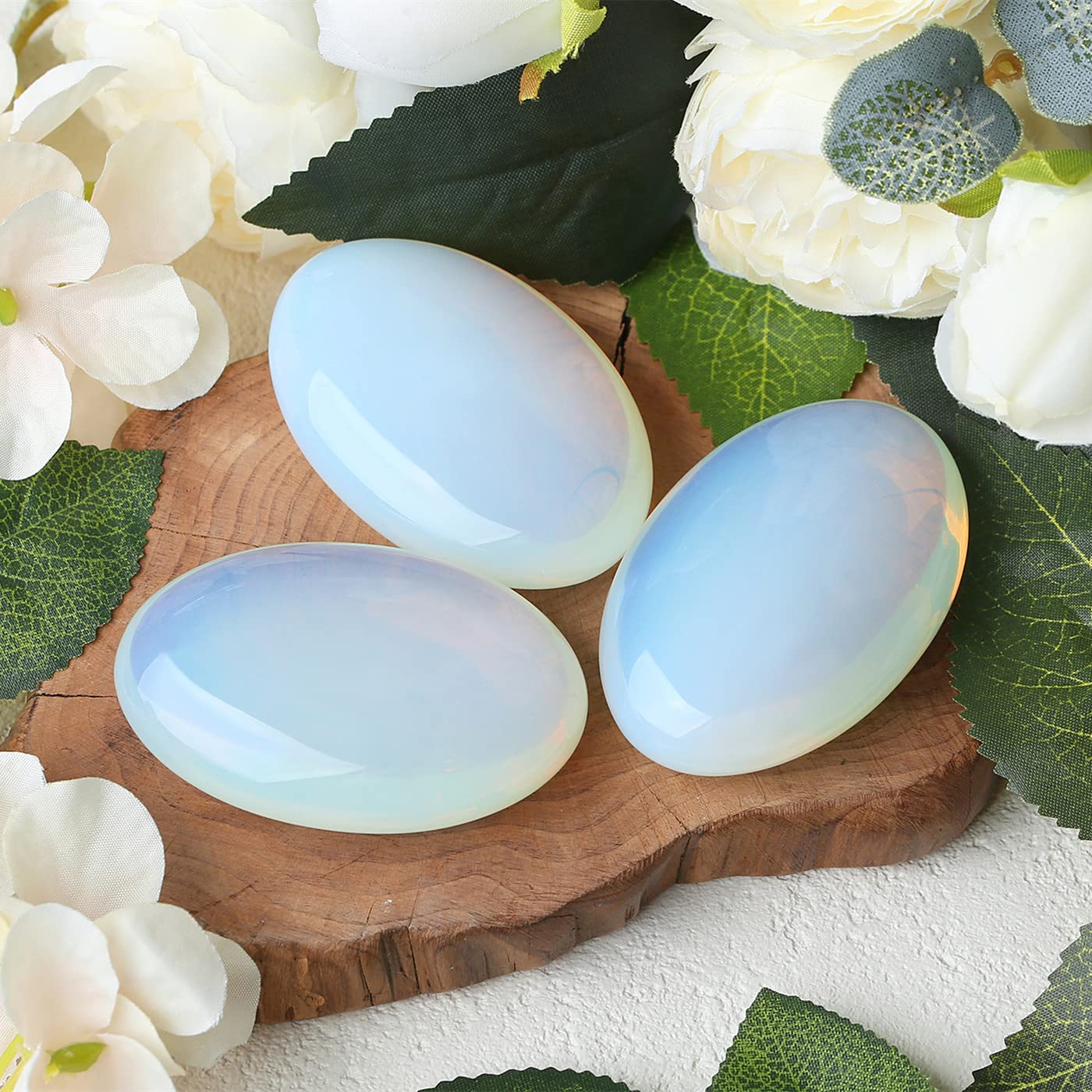 ZHIYUXI Opalite palm stone held in hand for stress relief
