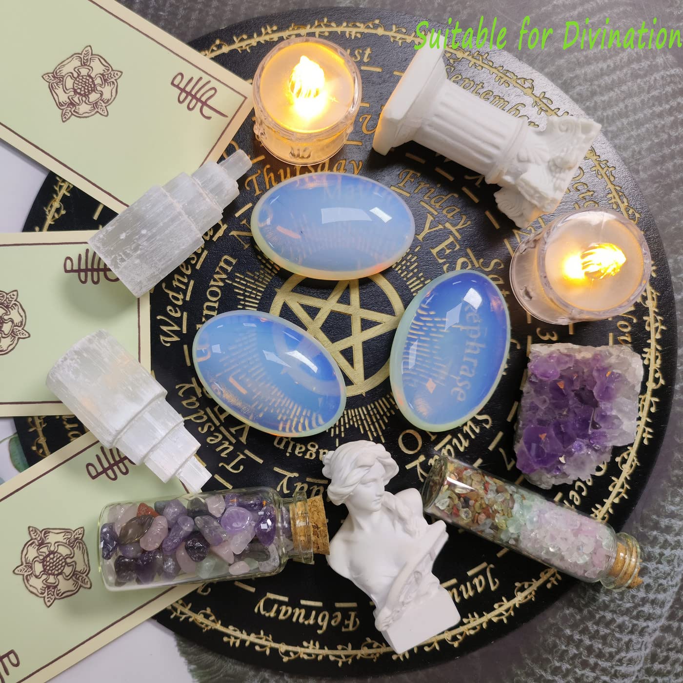 ZHIYUXI Opalite palm stone during meditation sessions