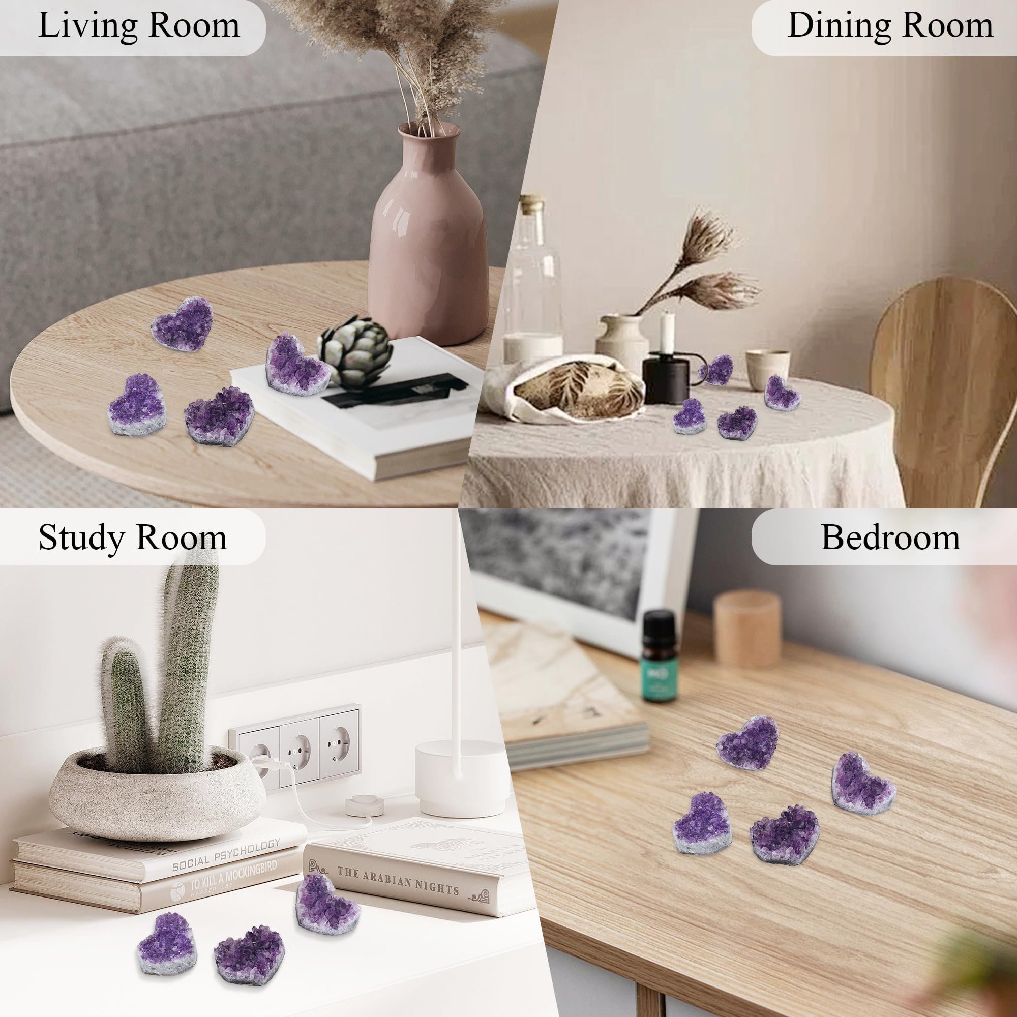ZHIYUXI amethyst gift cluster on a shelf enhances living room ambiance