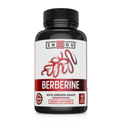 Zhou Berberine with Oregon Grape bottle on display highlighting digestive support and metabolic balance