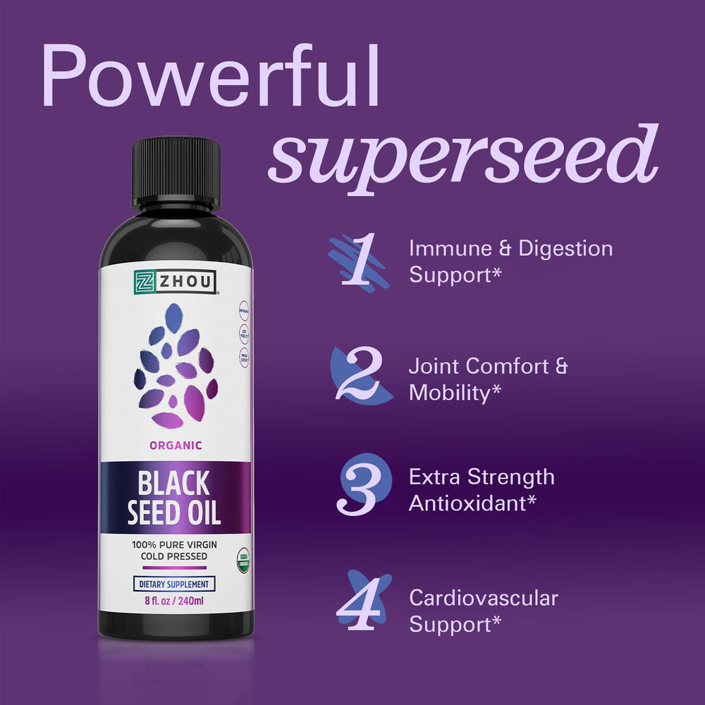 ZHOU Black Seed Oil pour with glass dropper for easy daily dosing