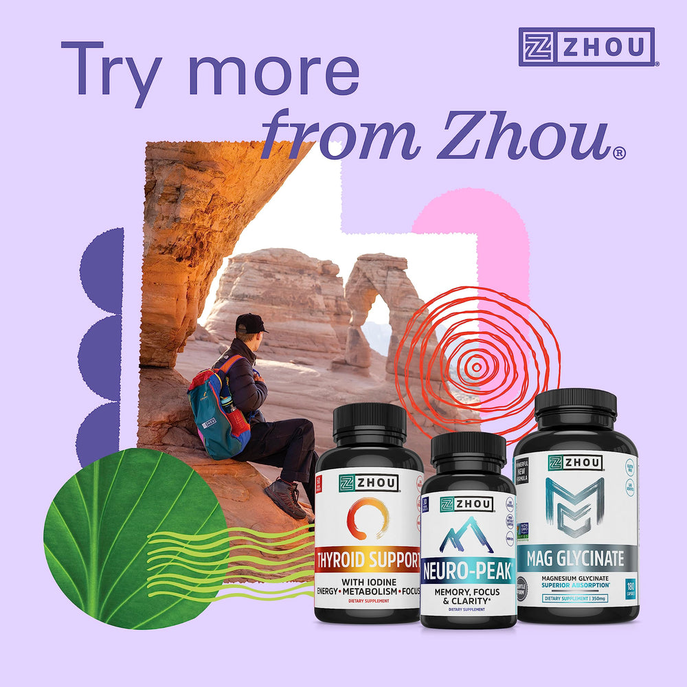 ZHOU Bloat Blast+ bottle highlights vegan, gluten-free formula for dietary compatibility.