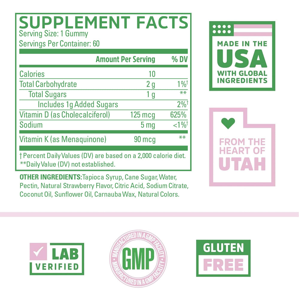 ZHOU D3+K2 gummies focused on bone support and calcium absorption