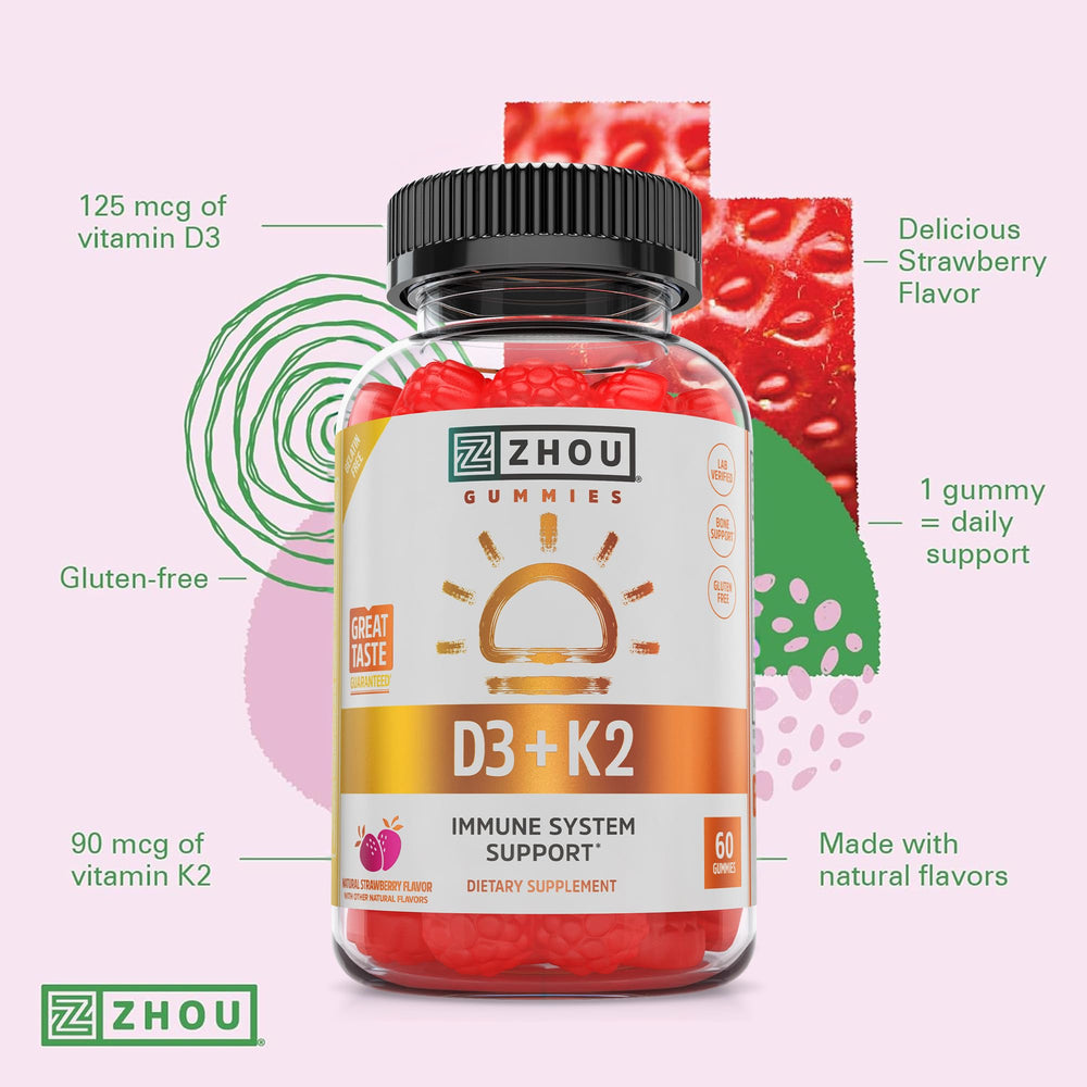 ZHOU D3+K2 daily dose label displaying 5000 IU D3 and MK-7