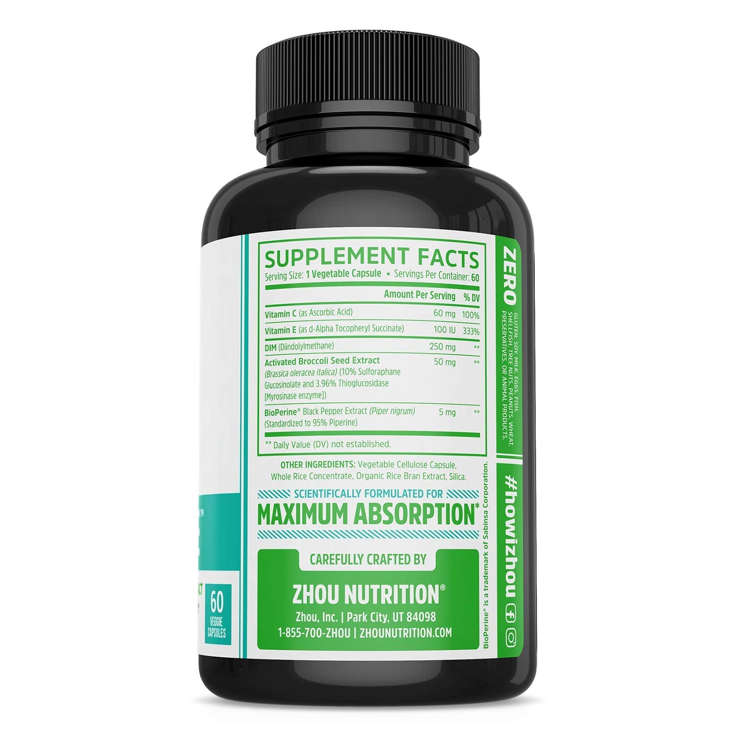 Activated broccoli seed extract focus in Zhou DIM Active highlighting DIM benefits.