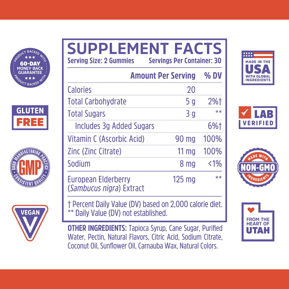 Close-up of Zhou Elder-Mune gummies with delicious berry flavor for daily immune support.
