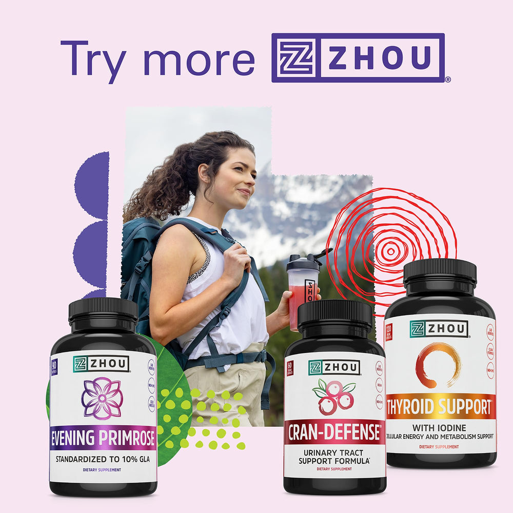 Zhou Evening Primrose Oil daily-use concept with capsules for balance
