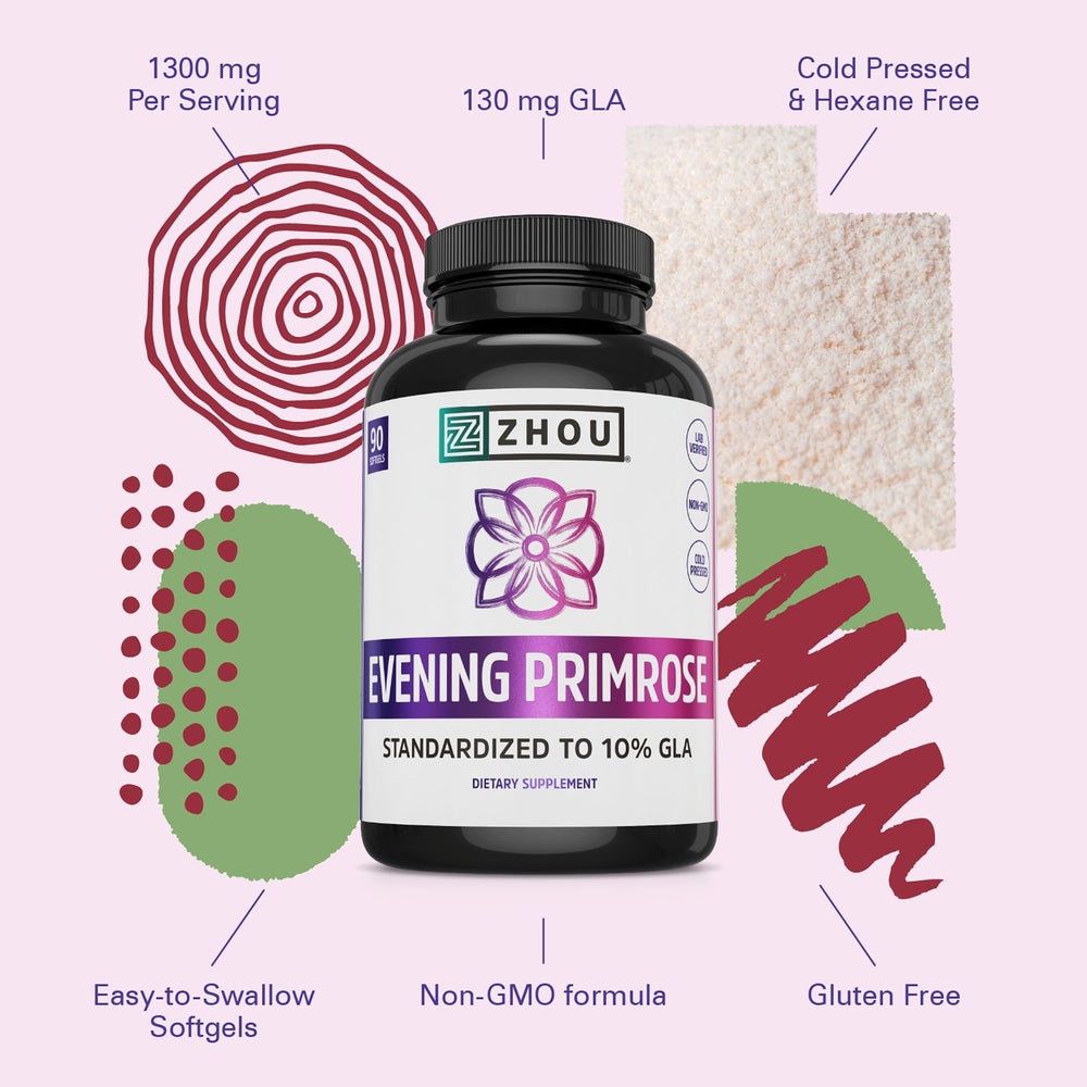 Zhou Evening Primrose Oil packaging on display for everyday vitamins