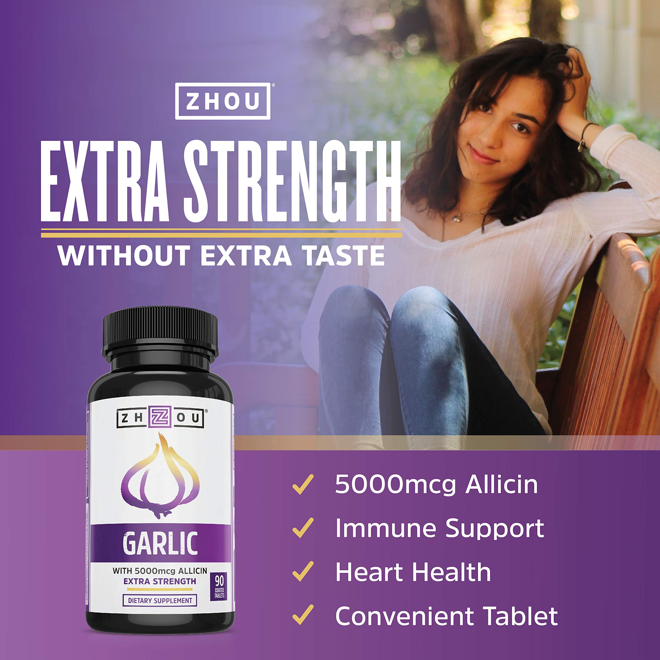 Zhou Garlic with Allicin enteric-coated tablet image for stomach-safe delivery