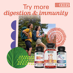 Zhou Gut Guru daily-use scene illustrating a simple routine for gut wellness.