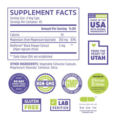Zhou Magnesium Glycinate capsules closeup demonstrates high bioavailability for muscle relaxation.