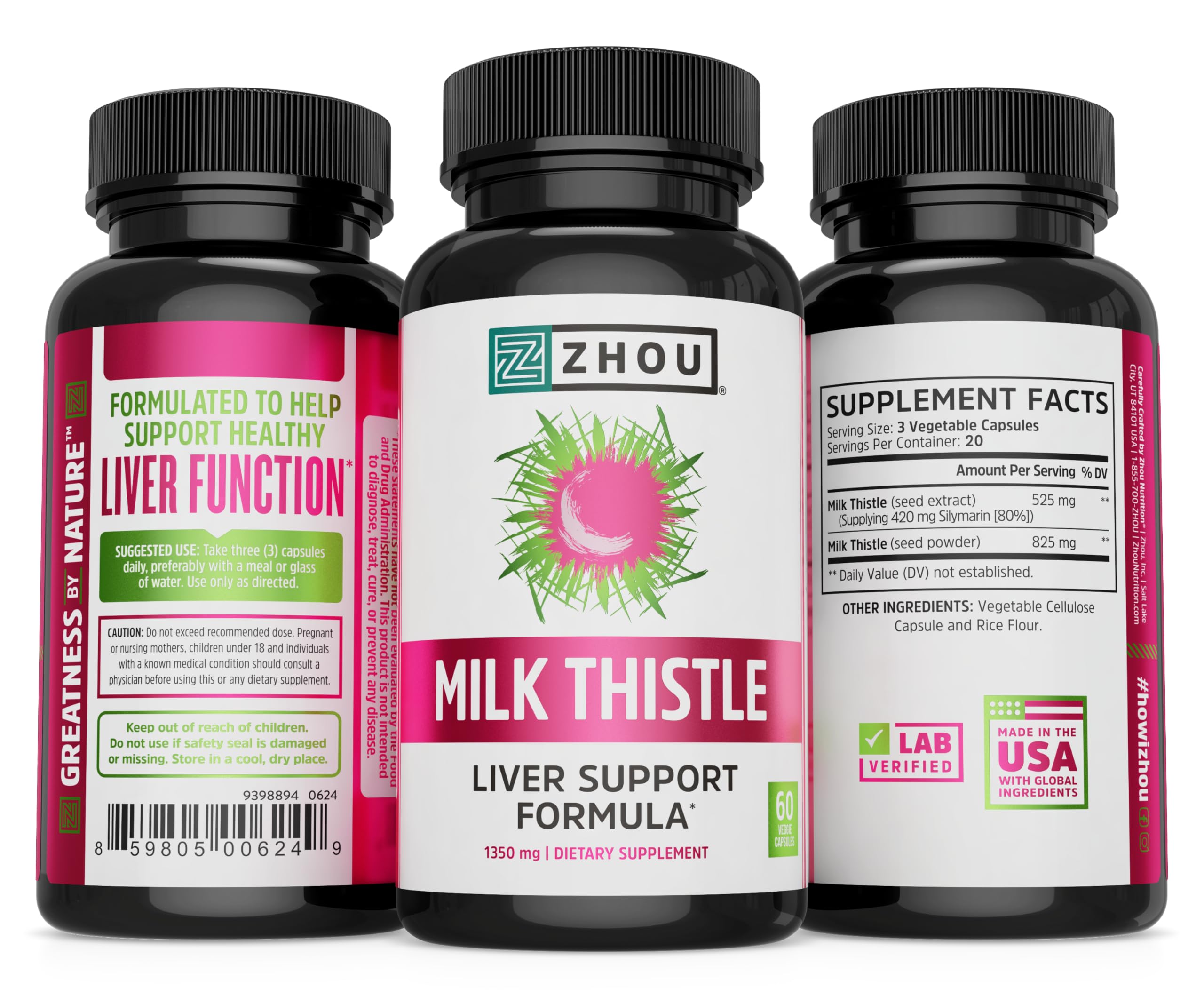 Zhou Milk Thistle packaging communicates natural ingredients and care.