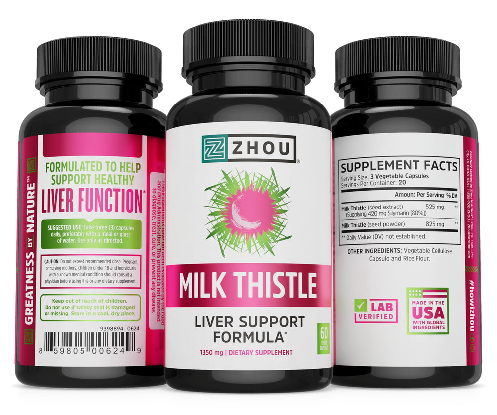 Zhou Milk Thistle packaging communicates natural ingredients and care.