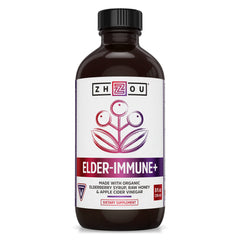 Zhou Nutrition Elder-Mune+ syrup bottle showing natural immune support