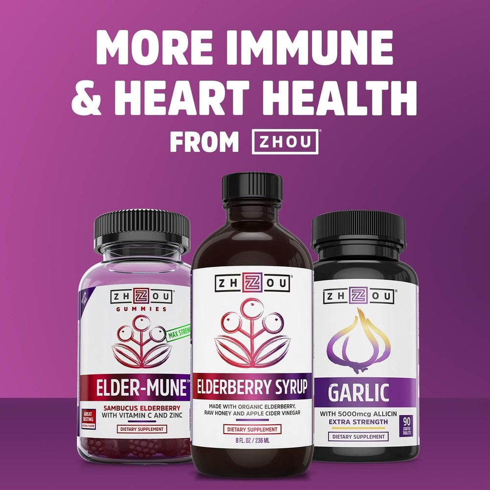 ZHOU Resveratrol promo packaging showing heart health and immune support.