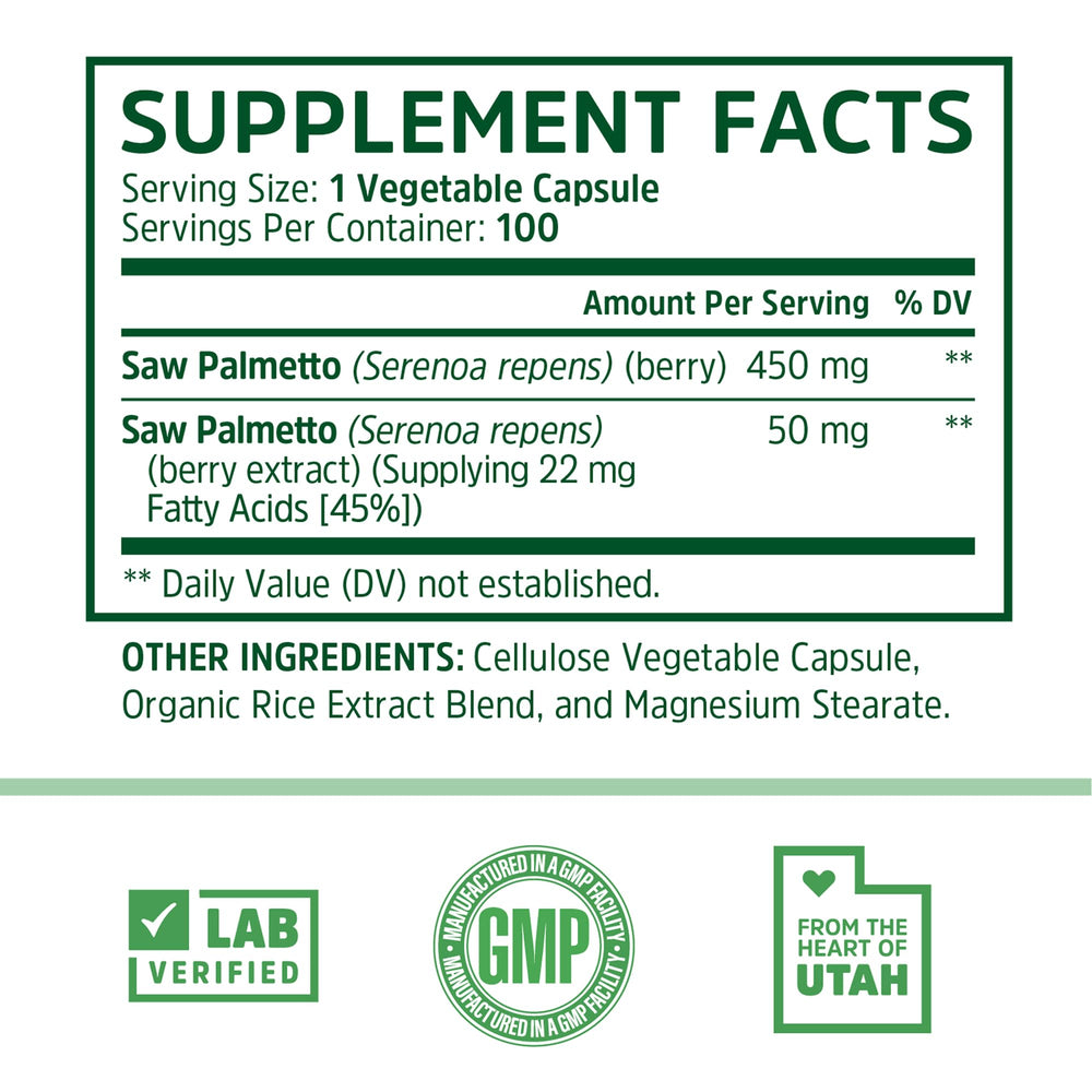 ZHOU Saw Palmetto 450 mg powder with 50 mg extract for premium support