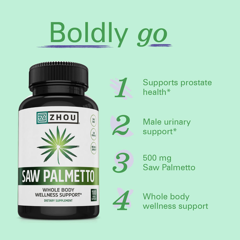 ZHOU Saw Palmetto capsules show 45 percent fatty acids for extra strength