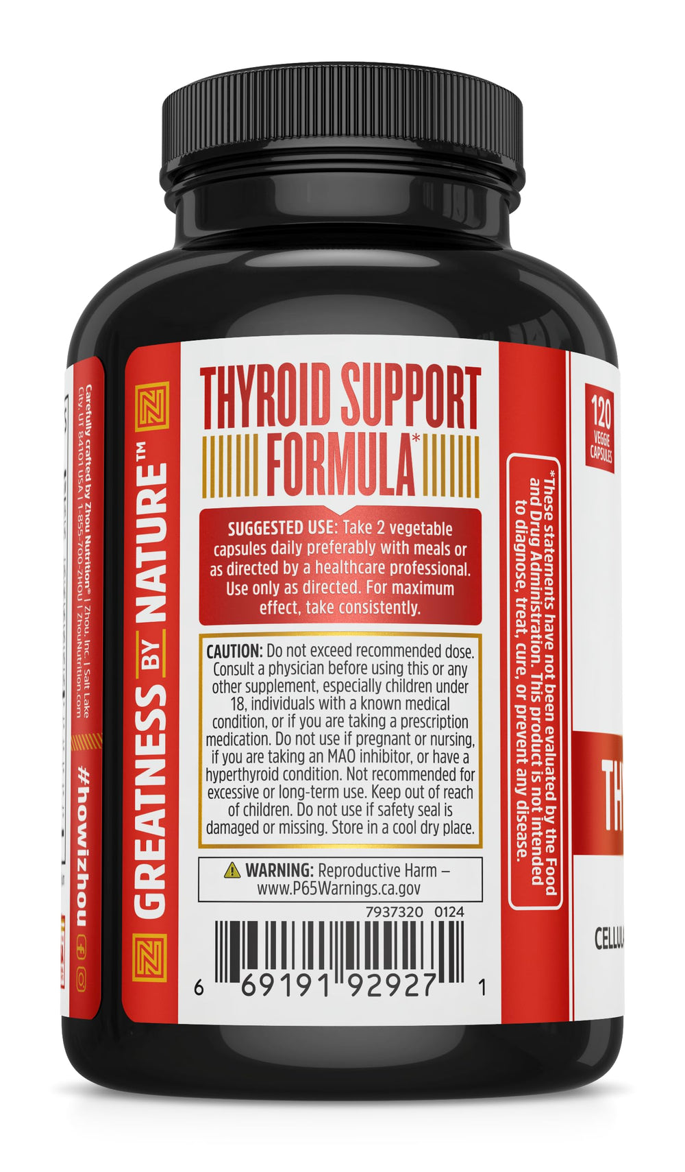 ZHOU Thyroid Support ingredients showing ashwagandha and minerals