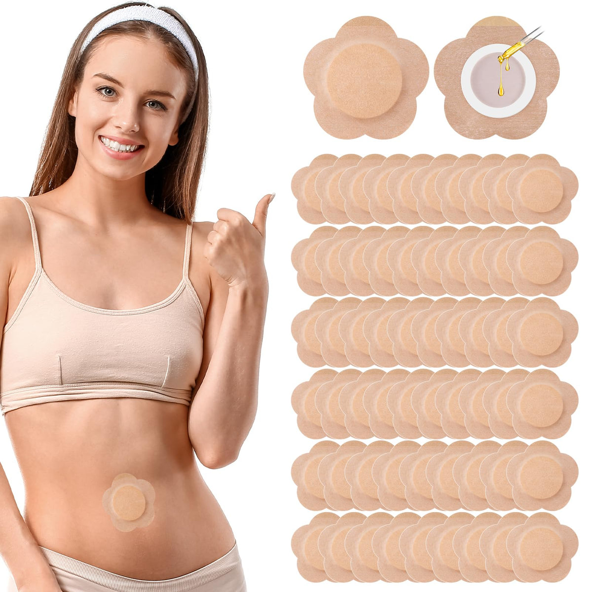 ZhouBoat castor oil patch on the navel for simple, targeted oil contact.