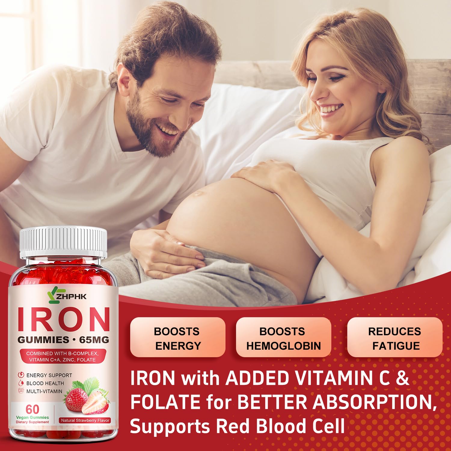 ZHPHK iron gummies for adults supporting daily energy and wellbeing