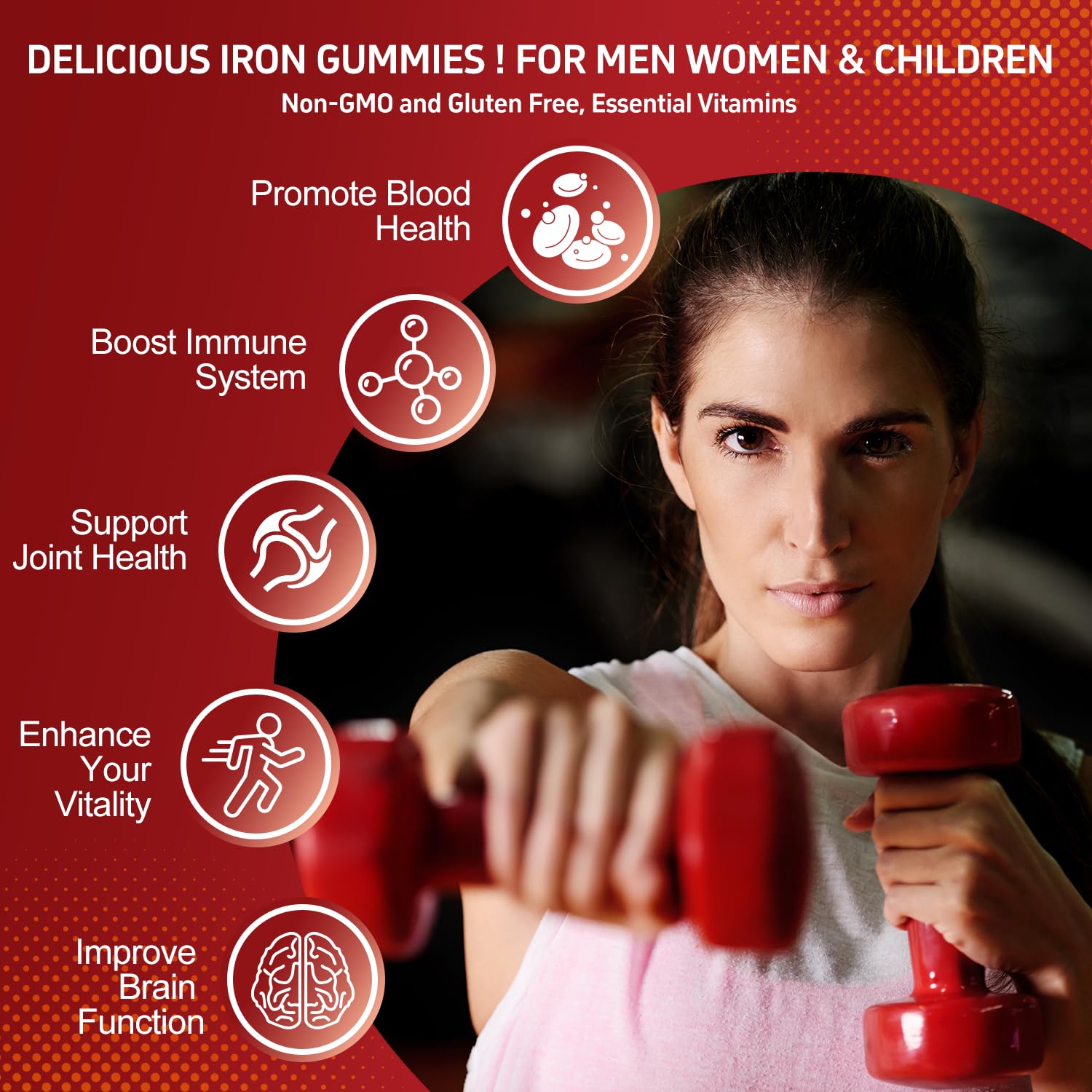 ZHPHK 2-pack iron gummies ideal for families