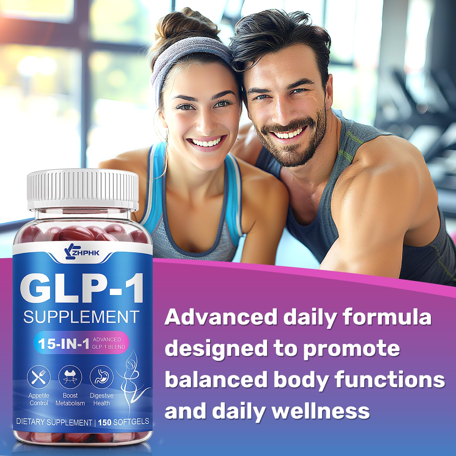 Two softgels before meals shown as part of daily routine illustration