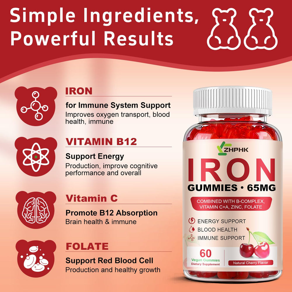 ZHPHK Iron Gummies family pack for kids and adults