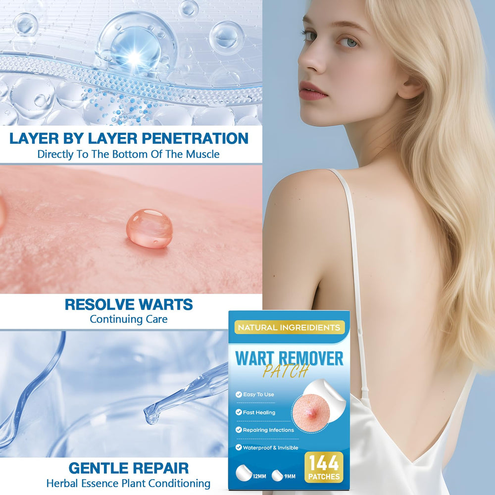 ZIHYO Wart Remover Patches pack image showing 144 pieces in resealable sachets.